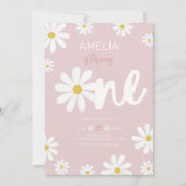 Daisy First Birthday Party Uitnodigingen (Voorkant)