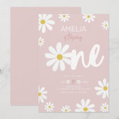 Daisy First Birthday Party Uitnodigingen (Voorkant / Achterkant)