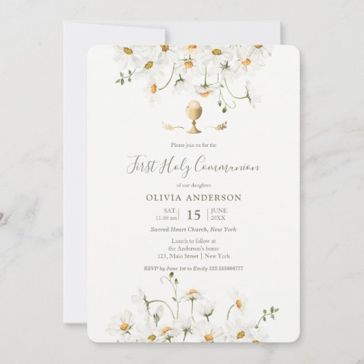 Daisy First Community Floral Invitation Kaart (Voorkant)