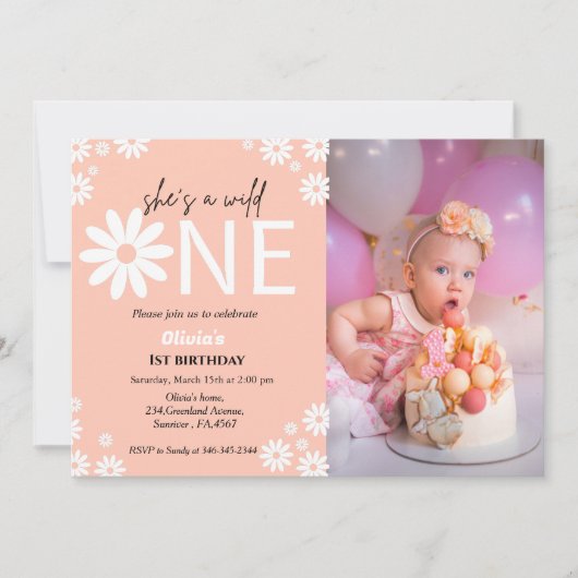 Daisy First verjaardagsfeest Bohemian wild één Kaart (Voorkant)