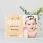 Daisy First verjaardagsfeestje bohian wild One Inv Kaart (Staand voorkant)