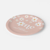 Daisy floral 1e verjaardag papieren bordje (Gekanteld)