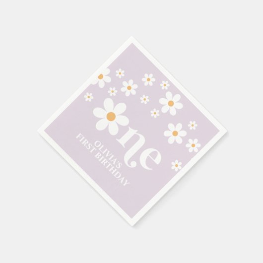 Daisy floral 1e verjaardagsluiers servet (Hoek)