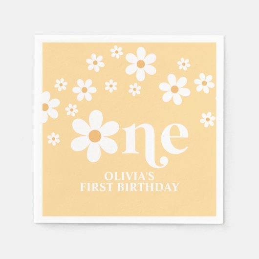 Daisy floral 1e verjaardagsluiers servet (Voorkant)
