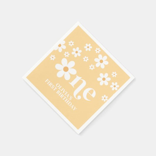 Daisy floral 1e verjaardagsluiers servet (Hoek)