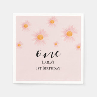 Daisy floral 1st birthday napkins servet