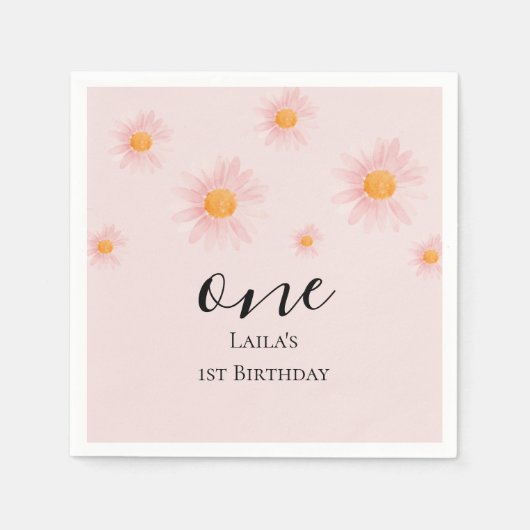 Daisy floral 1st birthday napkins servet (Voorkant)