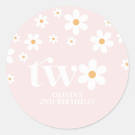 Daisy floral 2E verjaardag Ronde Sticker