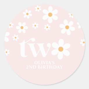 Daisy floral 2E verjaardag Ronde Sticker