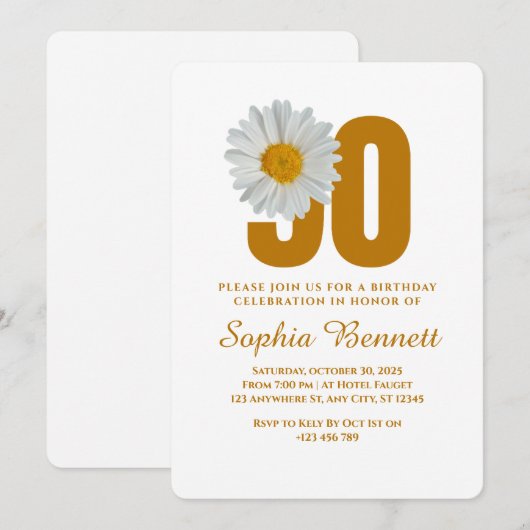 Daisy Floral 90e verjaardag uitnodiging (Voorkant / Achterkant)