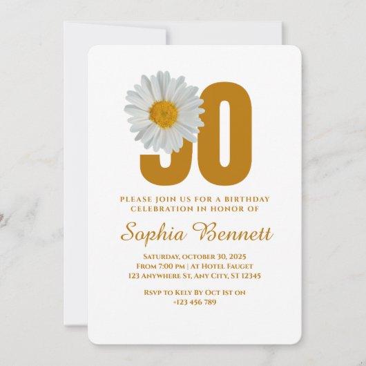 Daisy Floral 90e verjaardag uitnodiging (Voorkant)