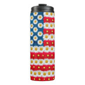 Daisy Floral Amerikaanse vlag USA Desk Tafellamp Thermosbeker (Voorkant)