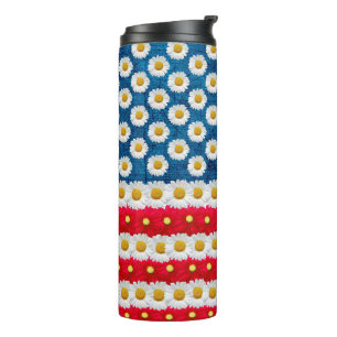 Daisy Floral Amerikaanse vlag USA Desk Tafellamp Thermosbeker