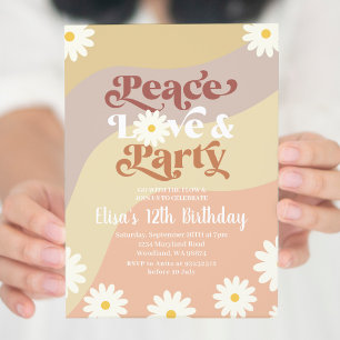 Daisy Floral ANY AGE Groovy Peace Love Party Kaart