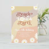 Daisy Floral ANY AGE Groovy Peace Love Party Kaart (Staand voorkant)