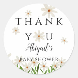 Daisy Floral Baby shower Favor Ronde Sticker