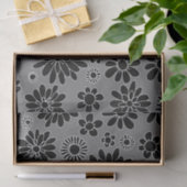 Daisy Floral Black en Grey Pattern Tissuepapier (Geschenk)