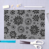 Daisy Floral Black en Grey Pattern Tissuepapier (Craft)