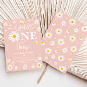 Daisy Floral Blush Wild One Girl 1e verjaardag Kaart