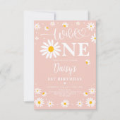 Daisy Floral Blush Wild One Girl 1e verjaardag Kaart (Voorkant)