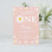 Daisy Floral Blush Wild One Girl 1e verjaardag Kaart (Staand voorkant)