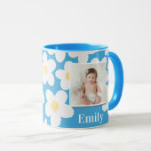 Daisy floral boho retro foto girale roze gele cl mok (Voorkant rechts)