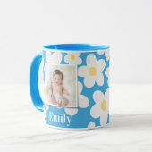 Daisy floral boho retro foto girale roze gele cl mok (Voorkant links)