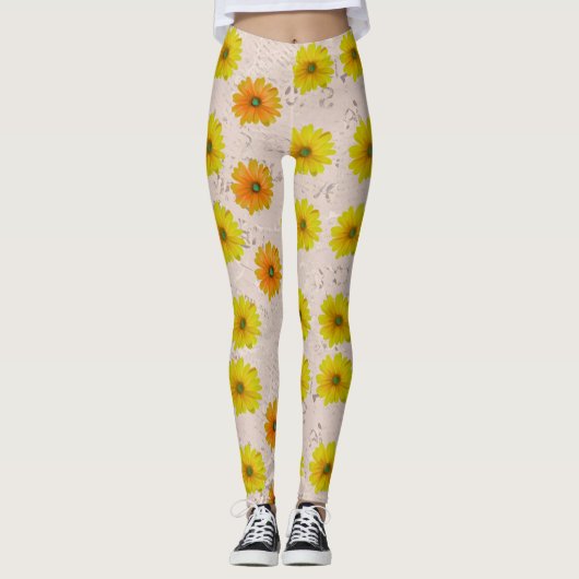 Daisy floral bouquet leggings (Voorkant)