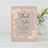 Daisy Floral Brown Baby shower Bedankkaart (Staand voorkant)