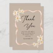 Daisy Floral Brown Baby shower Bedankkaart (Voorkant / Achterkant)