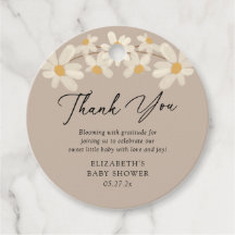 Daisy Floral Brown Baby shower Bedankt