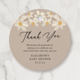 Daisy Floral Brown Baby shower Bedankt Bedankjes Labels