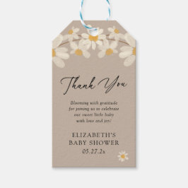 Daisy Floral Brown Baby shower Bedankt Cadeaulabel