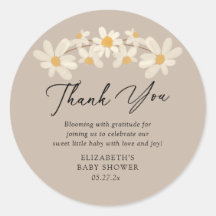 Daisy Floral Brown Baby shower Bedankt