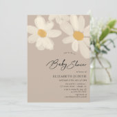 Daisy Floral Brown Baby shower Kaart (Staand voorkant)