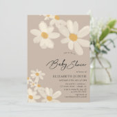 Daisy Floral Brown Baby shower Kaart (Staand voorkant)