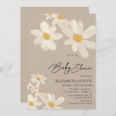 Daisy Floral Brown Baby shower Kaart (Voorkant / Achterkant)