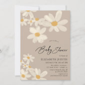 Daisy Floral Brown Baby shower Kaart (Voorkant)