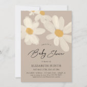 Daisy Floral Brown Baby shower Kaart (Voorkant)