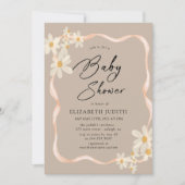 Daisy Floral Brown Baby shower Kaart (Voorkant)