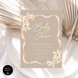 Daisy Floral Brown Baby shower Kaart