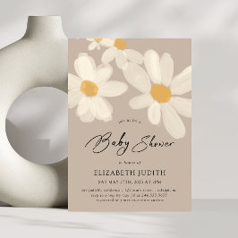 Daisy Floral Brown Baby shower Kaart