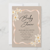 Daisy Floral Brown Baby shower Kaart (Voorkant)