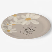 Daisy Floral Brown Baby shower Papieren Bordje (Gekanteld)