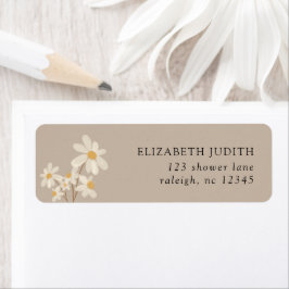 Daisy Floral Brown Baby shower Retouradres Etiket
