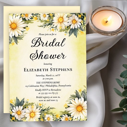 Daisy Floral Bruiloftsborrel Botercrème Tuinfeest Kaart