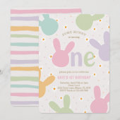 Daisy Floral Bunny 1e verjaardag Kaart (Voorkant / Achterkant)