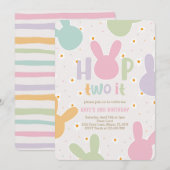 Daisy Floral Bunny 2e verjaardag Kaart (Voorkant / Achterkant)