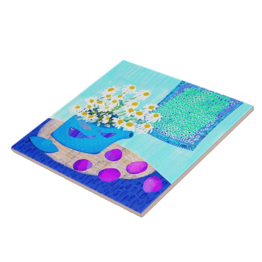 Daisy Floral Ceramic Kitchen Tile Tegeltje (Zijkant)