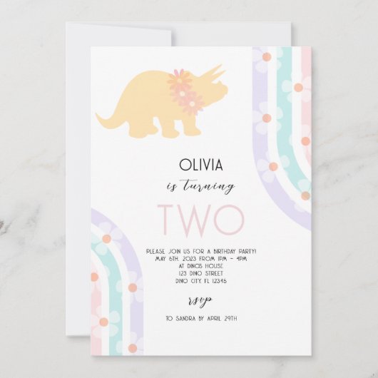 Daisy Floral Dinosaur Kaart (Voorkant)